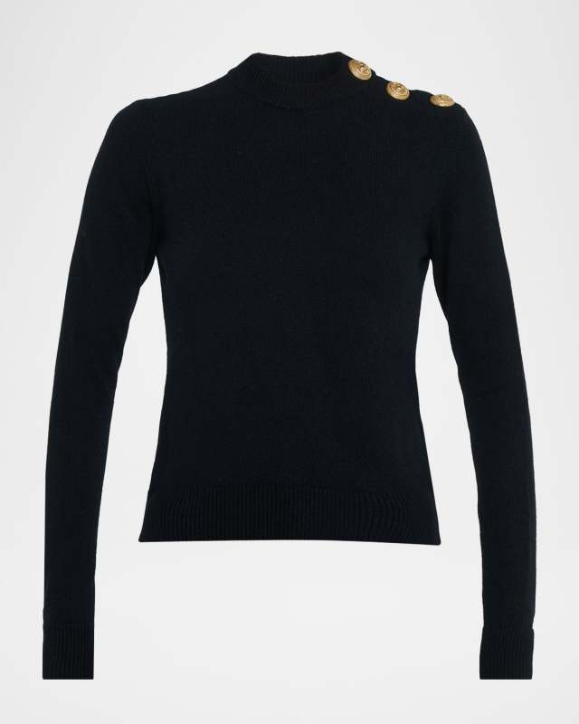 Three-Button Eco Cashmere Crewneck Sweater